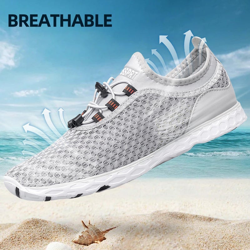 DOUSSPRT Men's Water Shoes Quick Drying Sports Aqua Shoes Grey Size 12 - Image 5